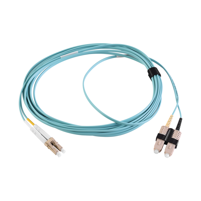 Jumper de Fibra Óptica Multimodo 50/125 XGLO OM3 LC-SC Duplex OFNR Color Aqua 2 Metros - SILYMX
