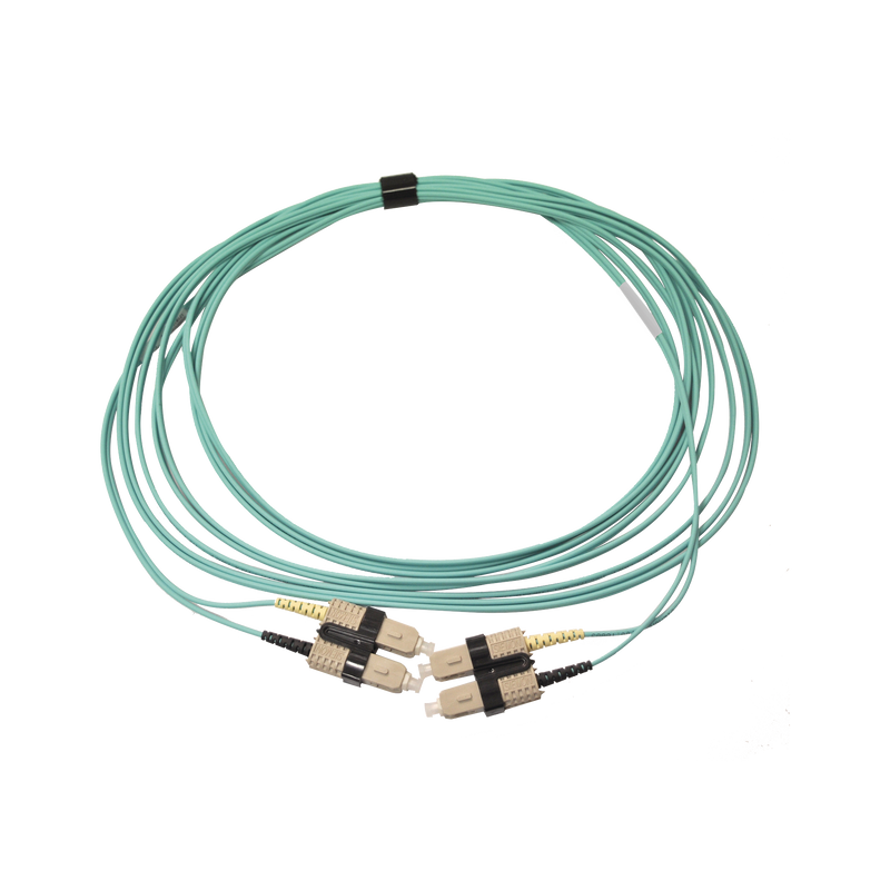 Jumper de Fibra Óptica Multimodo 50/125 OM3 XGLO SC-SC Duplex OFNR Color Aqua 5 Metros - SILYMX