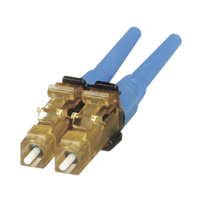 Conector de Fibra Óptica LC Duplex OptiCam, Monomodo 9/125 OS2, Pre-pulido, Color Azul