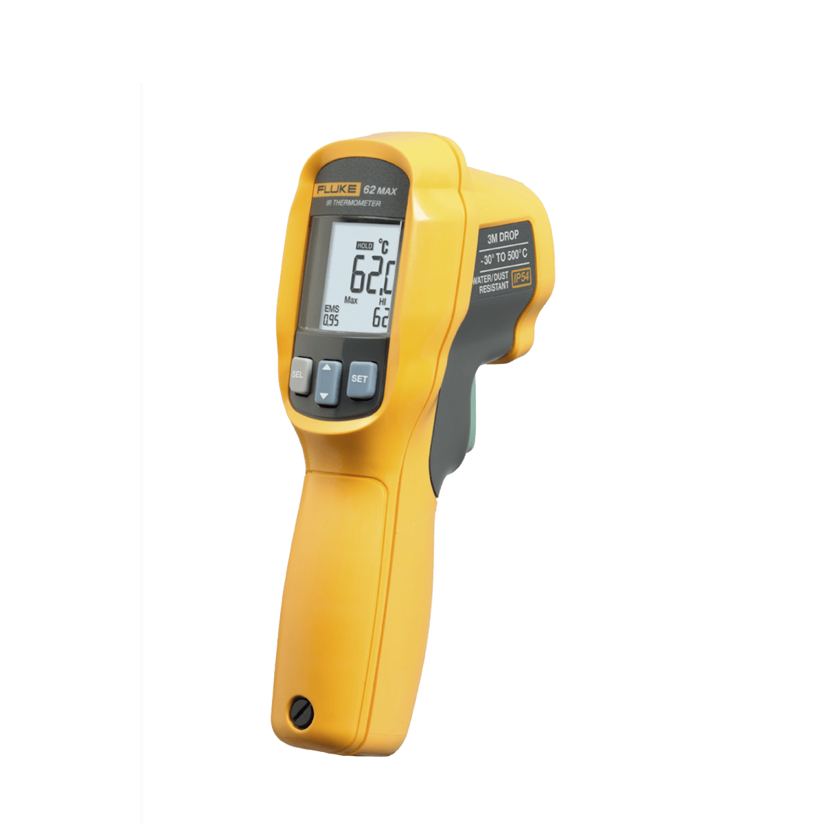 Termómetro IR Para Medición de Temperatura de -30ºC a 500ºC, Con Precisión +-1.0%, y Clasificación IP54 de Resistencia al Agua y Polvo - SILYMX