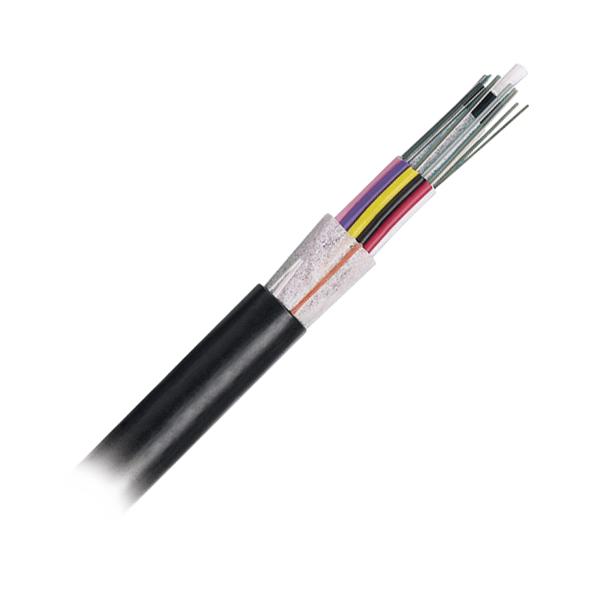 Cable de Fibra Óptica 12 hilos, OSP (Planta Externa), No Armada (Dieléctrica), MDPE (Polietileno de Media densidad), Multimodo OM3 50/125 Optimizada, Precio Por Metro - SILYMX