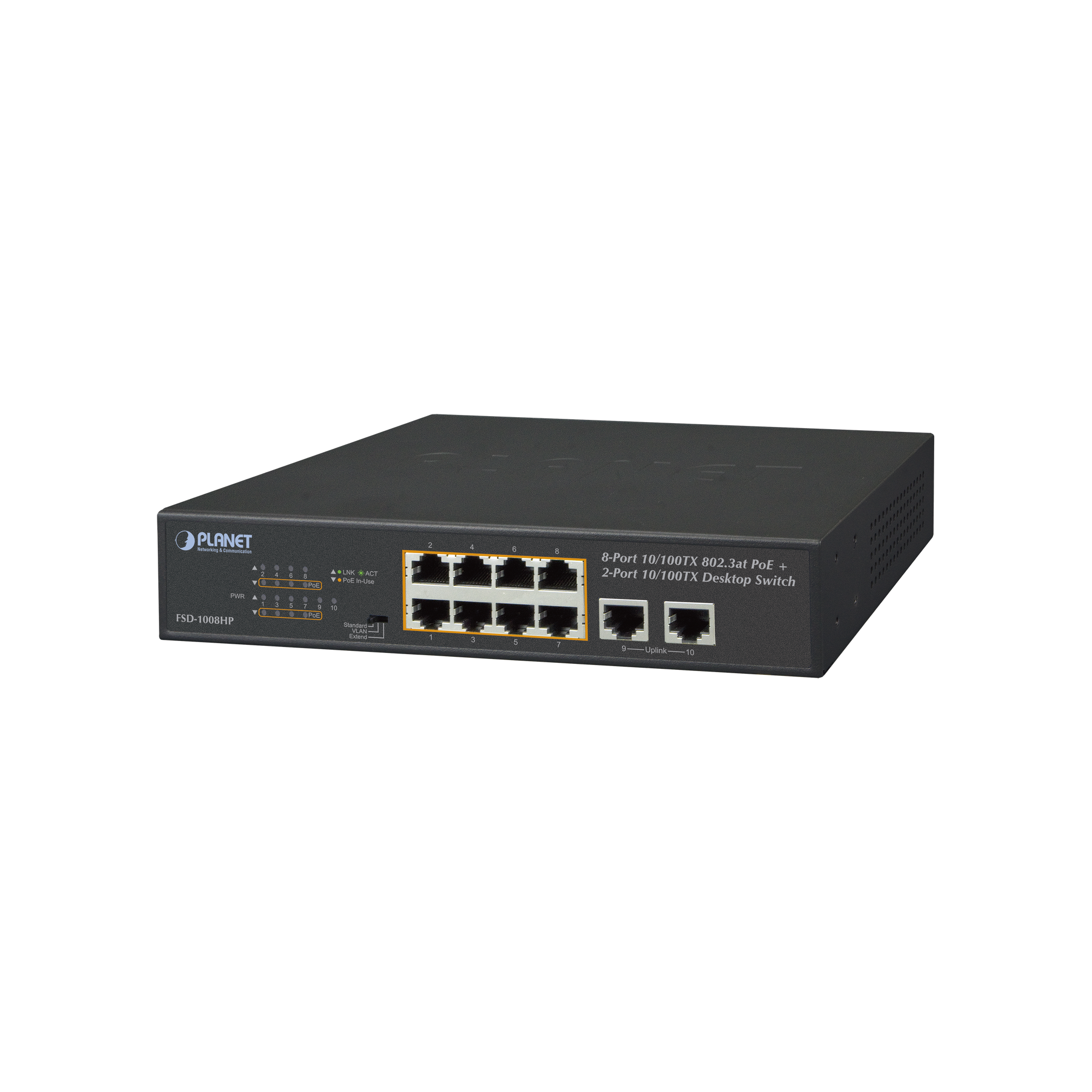 Switch No Administrable, 8 puertos PoE 802.3af/at 30 W, hasta 250 m, 2 puertos Uplink - SILYMX