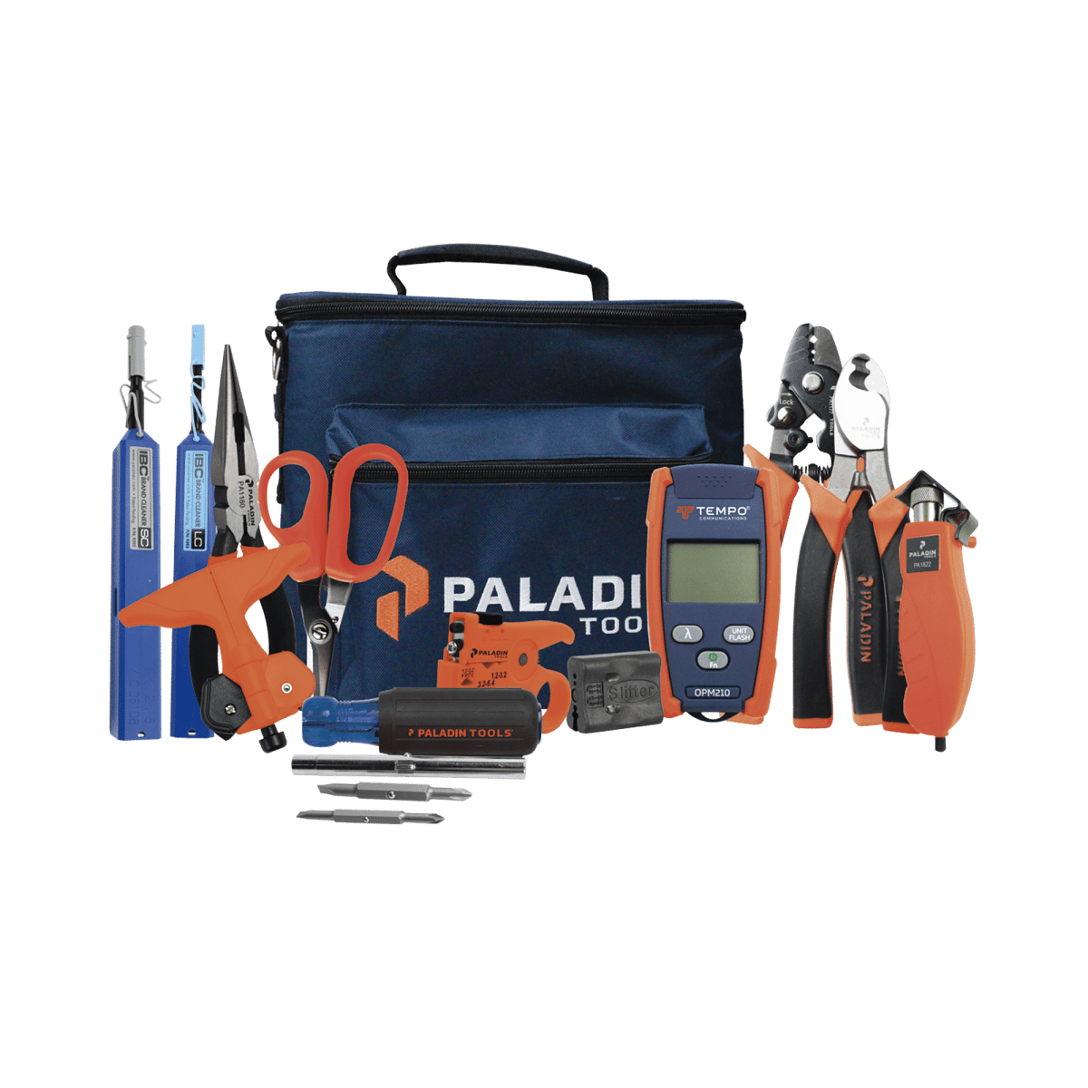 Kit de Herramientas Pro Plus para Instalación de Fibra Óptica con accesorios de limpieza de puertos/conectores, desforradoras de fibra óptica y medidor de potencia - SILYMX