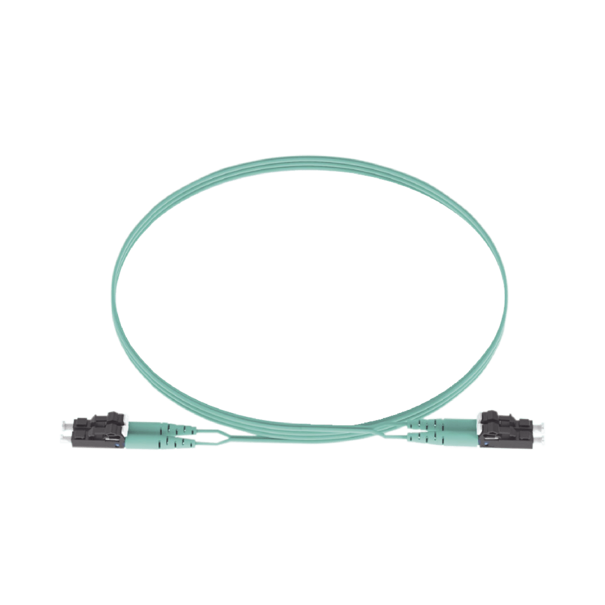 Jumper de Fibra Optica Multimodo 50/125 OM3, LC-LC Duplex, OFNR (Riser), Color Aqua, 5 Metros - SILYMX