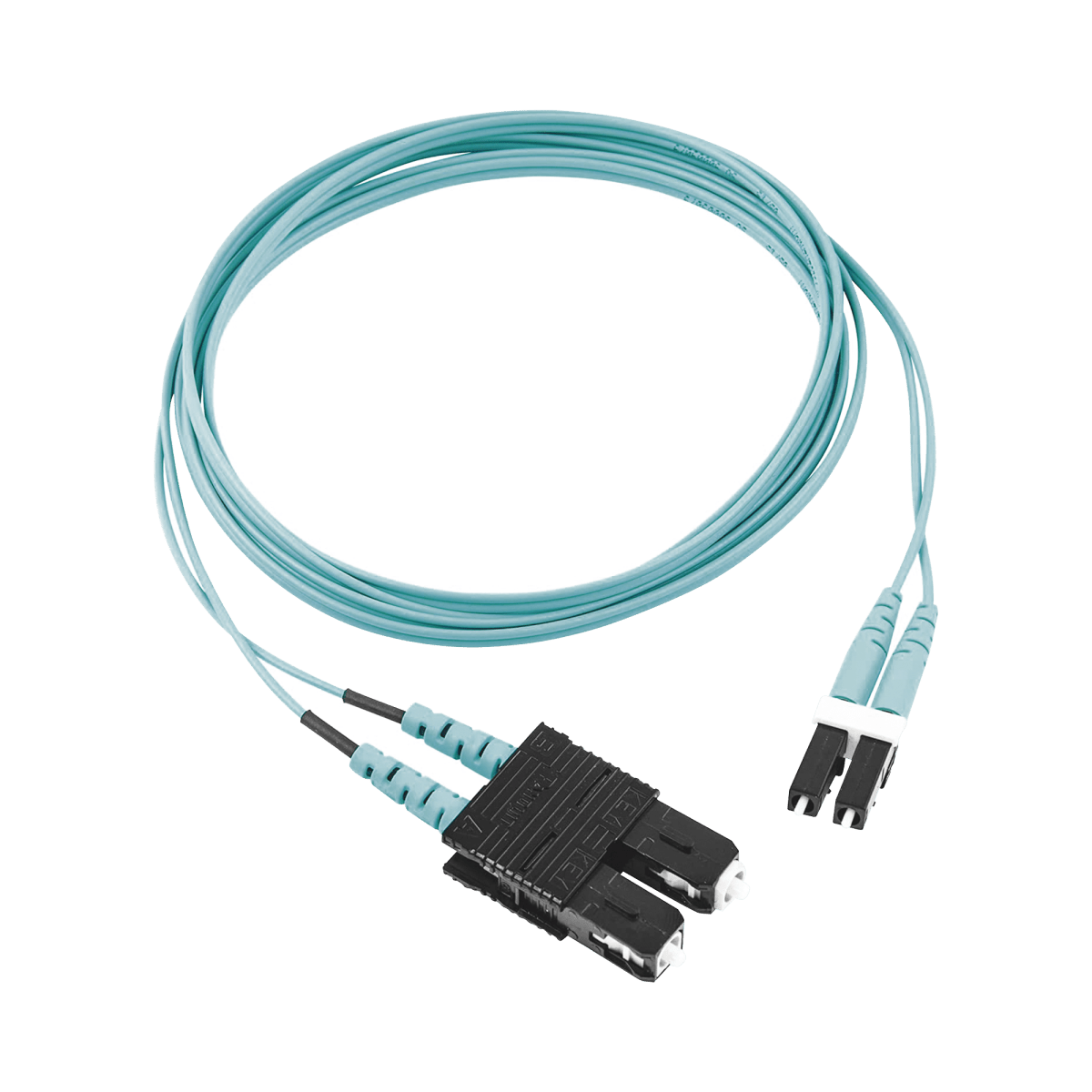 Jumper de Fibra Optica Multimodo 50/125 OM3 LC-SC Duplex OFNR (Riser) Color Aqua 2 Metros - SILYMX