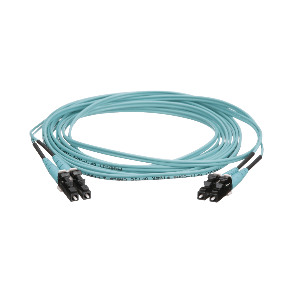 Jumper de Fibra Optica Multimodo 50/125 OM4, LC-LC Duplex, OFNR (Riser), Color Aqua, 10 Metros - SILYMX