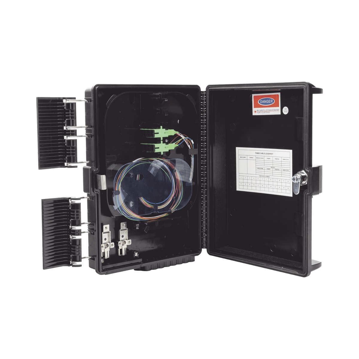 Cierre de Empalme para 24 fusiones de fibra óptica, Interior/Exterior, con 8 acopladores SC/APC y splitter 1x8, IP65 - SILYMX