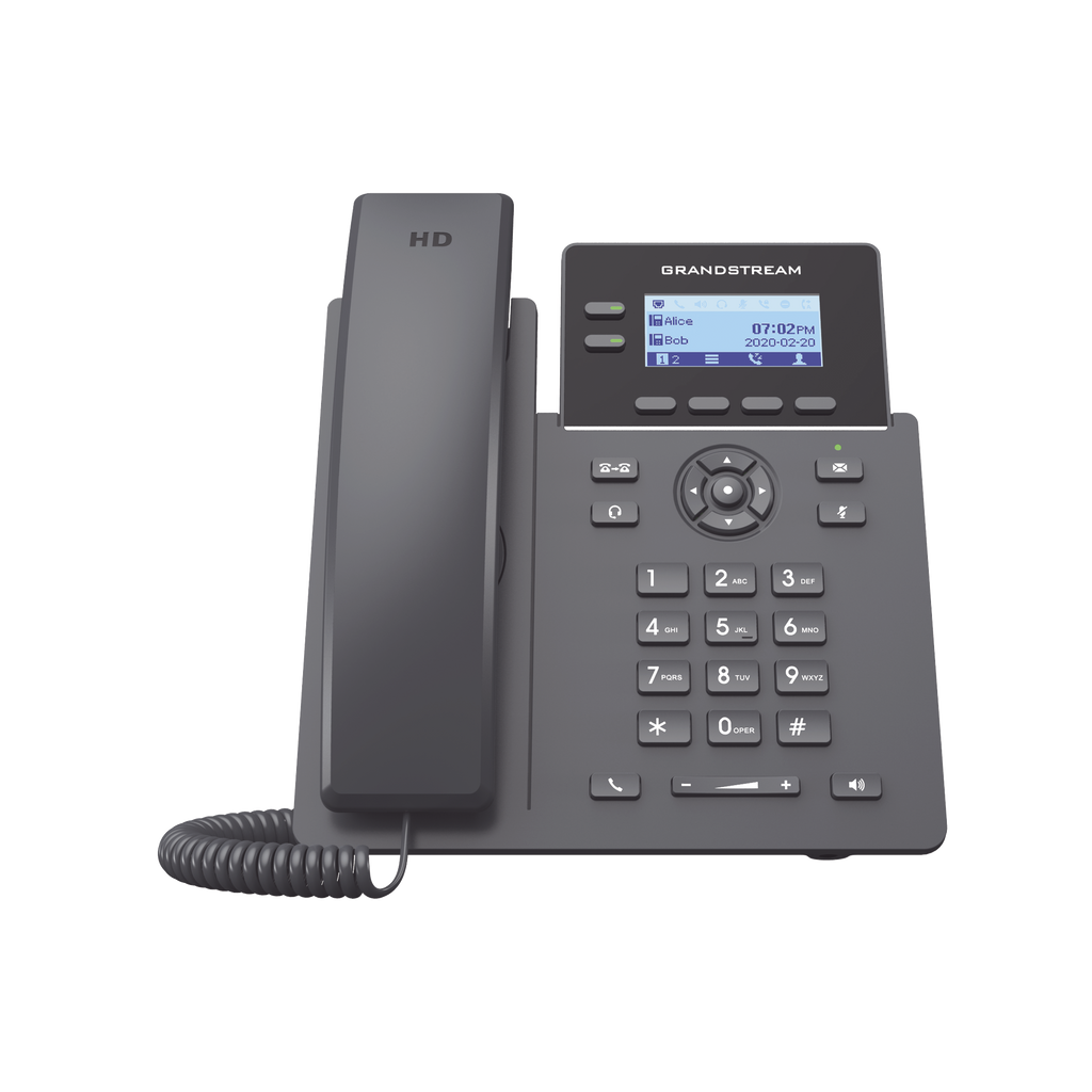 Teléfono IP Grado Operador, 2 líneas SIP con 4 cuentas, PoE, codec Opus, IPV4/IPV6 con gestión en la nube GDMS