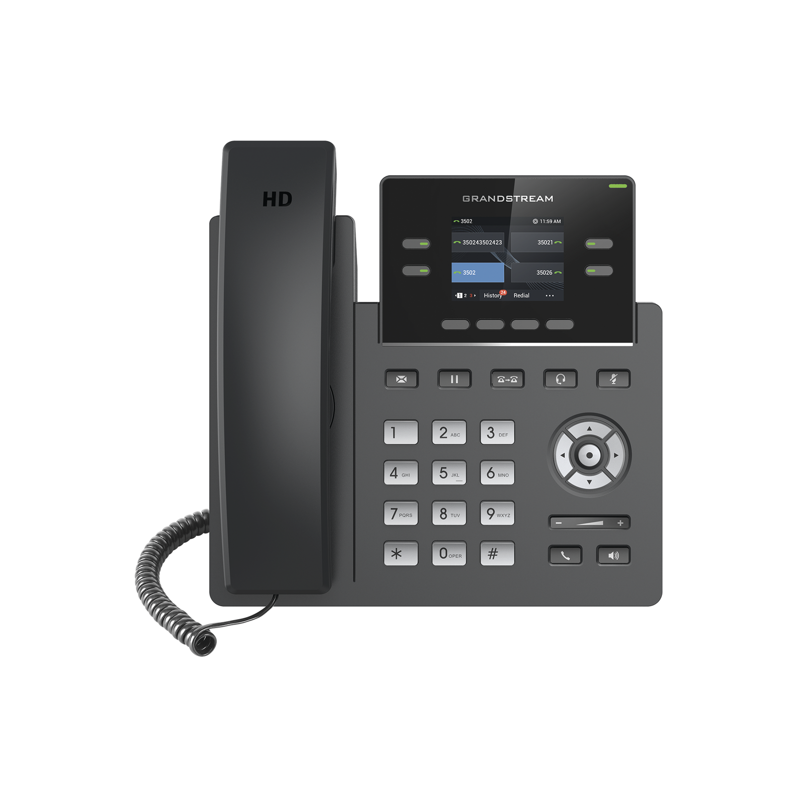 Teléfono IP Grado Operador, 4 líneas SIP con 2 cuentas, pantalla a color 2.4", codec Opus, IPV4/IPV6 con gestión en la nube GDMS - SILYMX