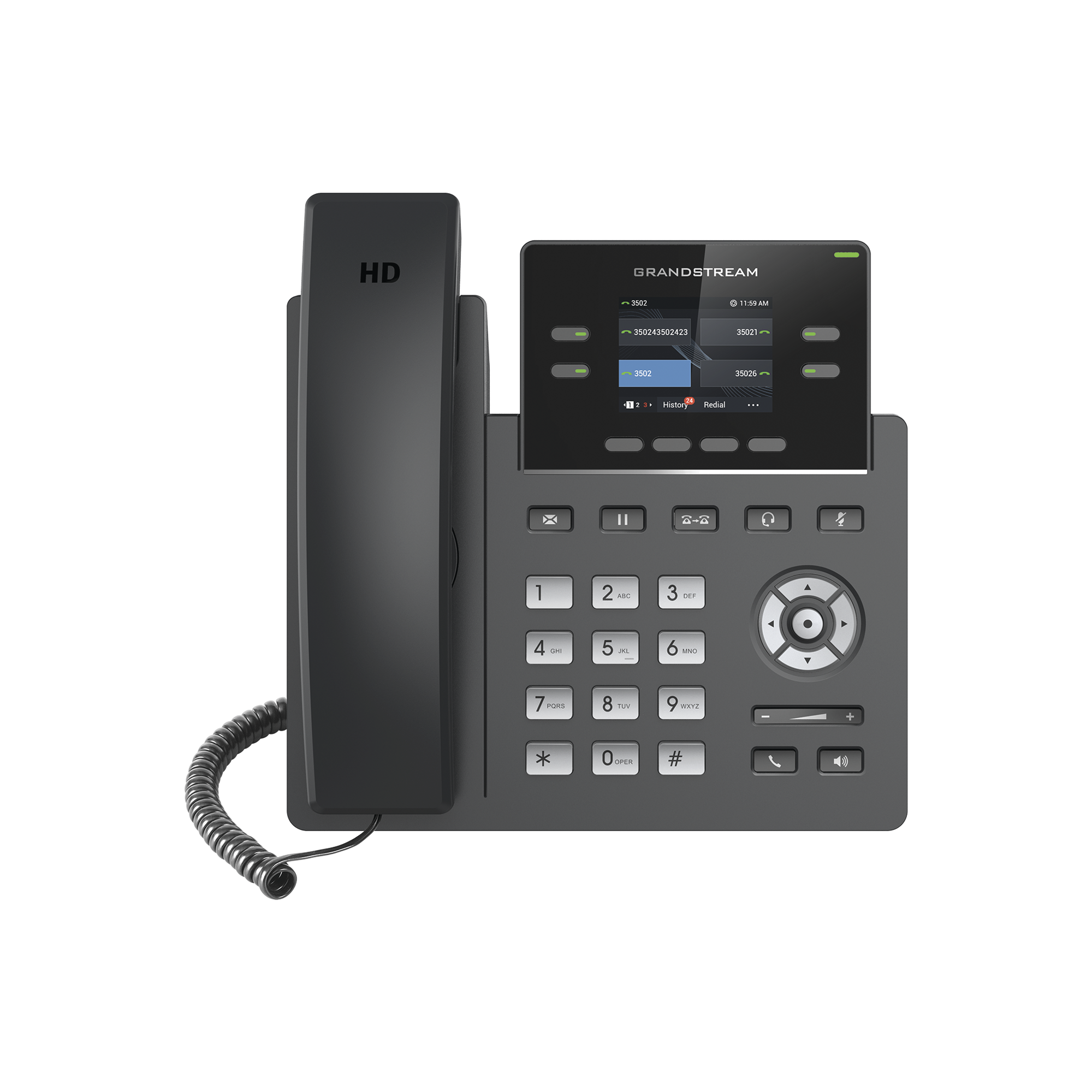 Teléfono IP Grado Operador, 4 líneas SIP con 2 cuentas, pantalla a color 2.4", codec Opus, IPV4/IPV6 con gestión en la nube GDMS - SILYMX