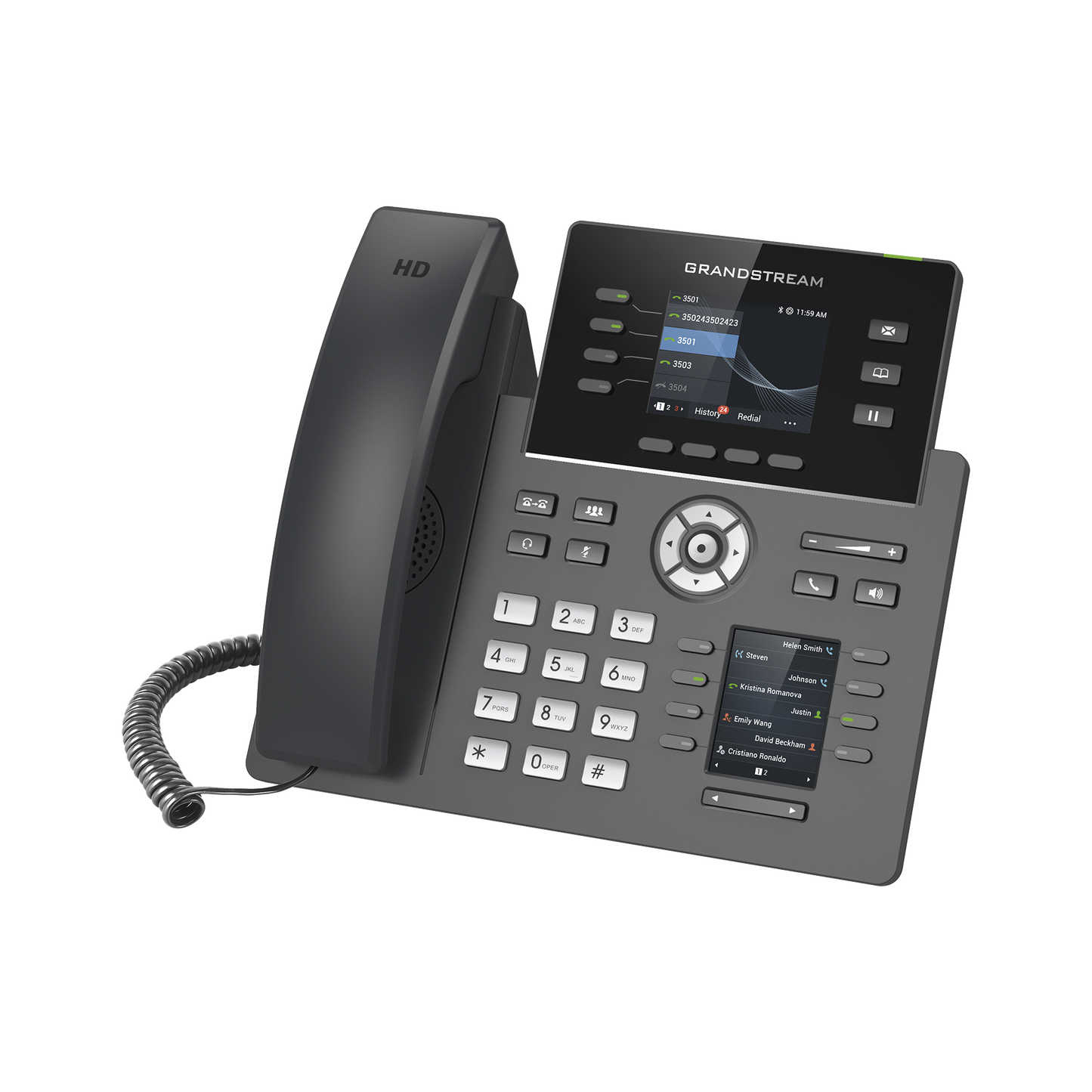 Teléfono IP Wi-Fi, Grado Operador, 4 líneas SIP con 4 cuentas, pantalla a color 2.8", puertos Gigabit, Bluetooth, PoE, codec Opus, IPV4/IPV6 con gestión en la nube GDMS - SILYMX