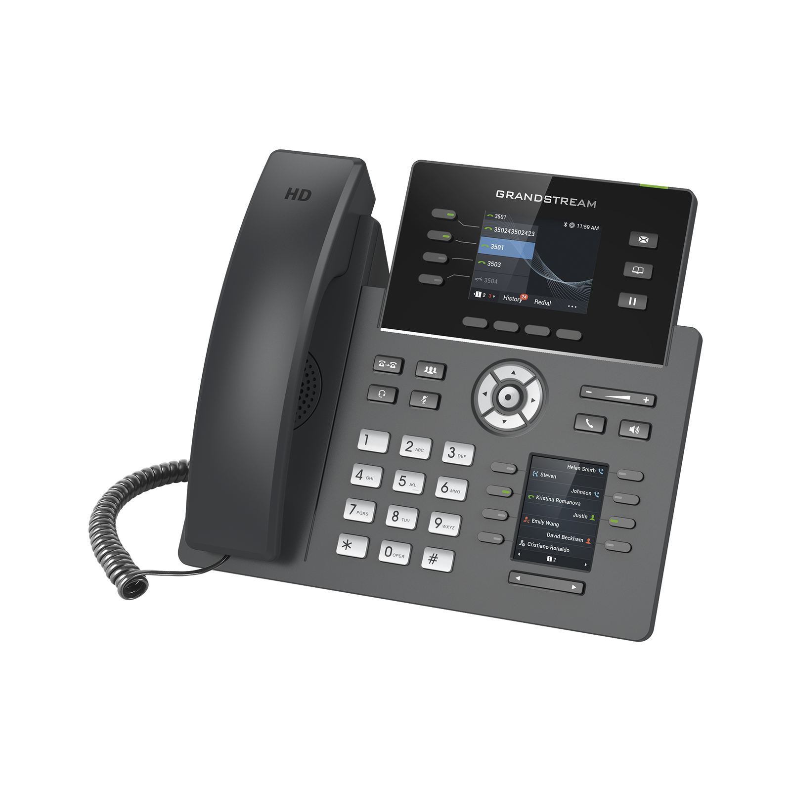 Teléfono IP Wi-Fi, Grado Operador, 4 líneas SIP con 4 cuentas, pantalla a color 2.8", puertos Gigabit, Bluetooth, PoE, codec Opus, IPV4/IPV6 con gestión en la nube GDMS - SILYMX