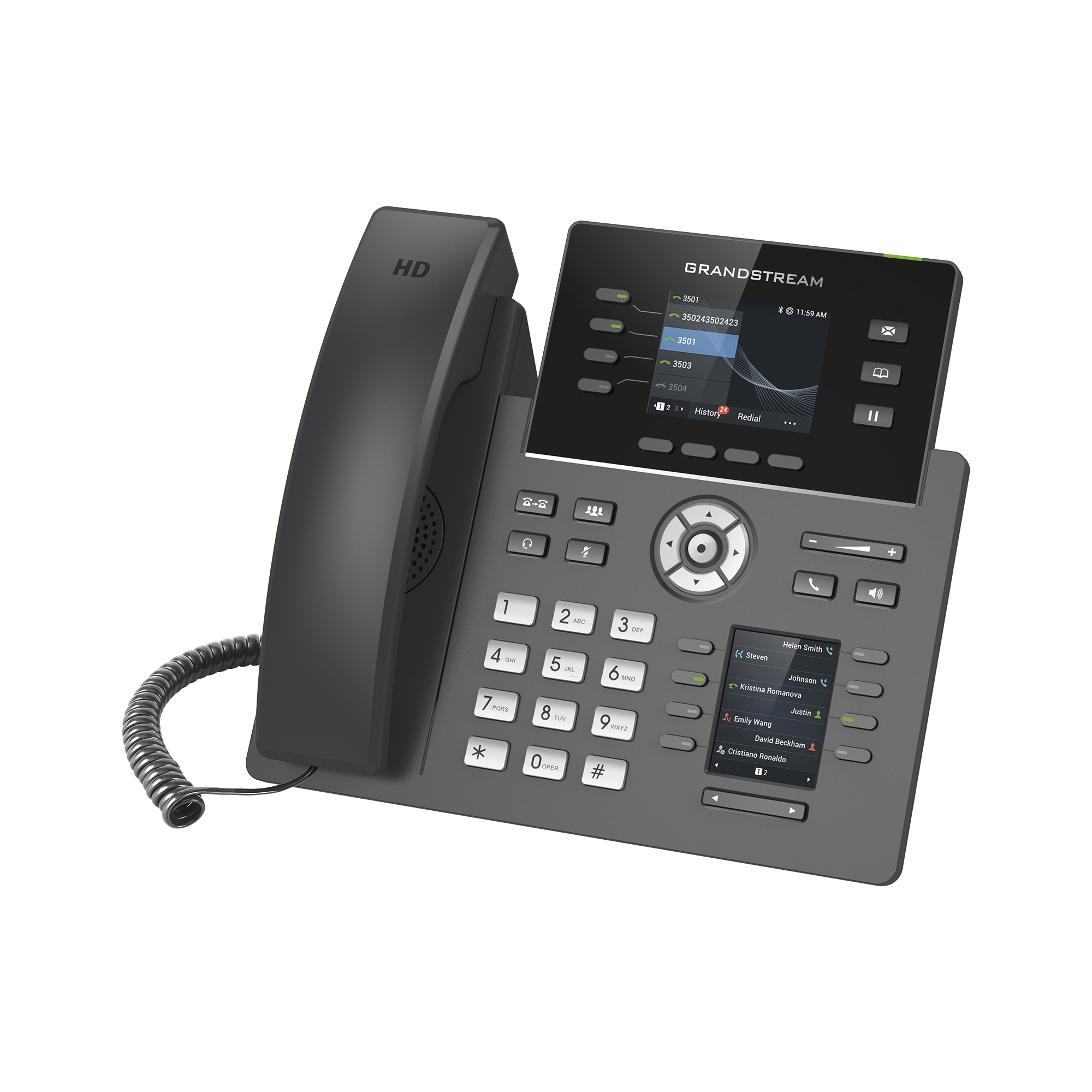 Teléfono IP Wi-Fi, Grado Operador, 4 líneas SIP con 4 cuentas, pantalla a color 2.8", puertos Gigabit, Bluetooth, PoE, codec Opus, IPV4/IPV6 con gestión en la nube GDMS - SILYMX