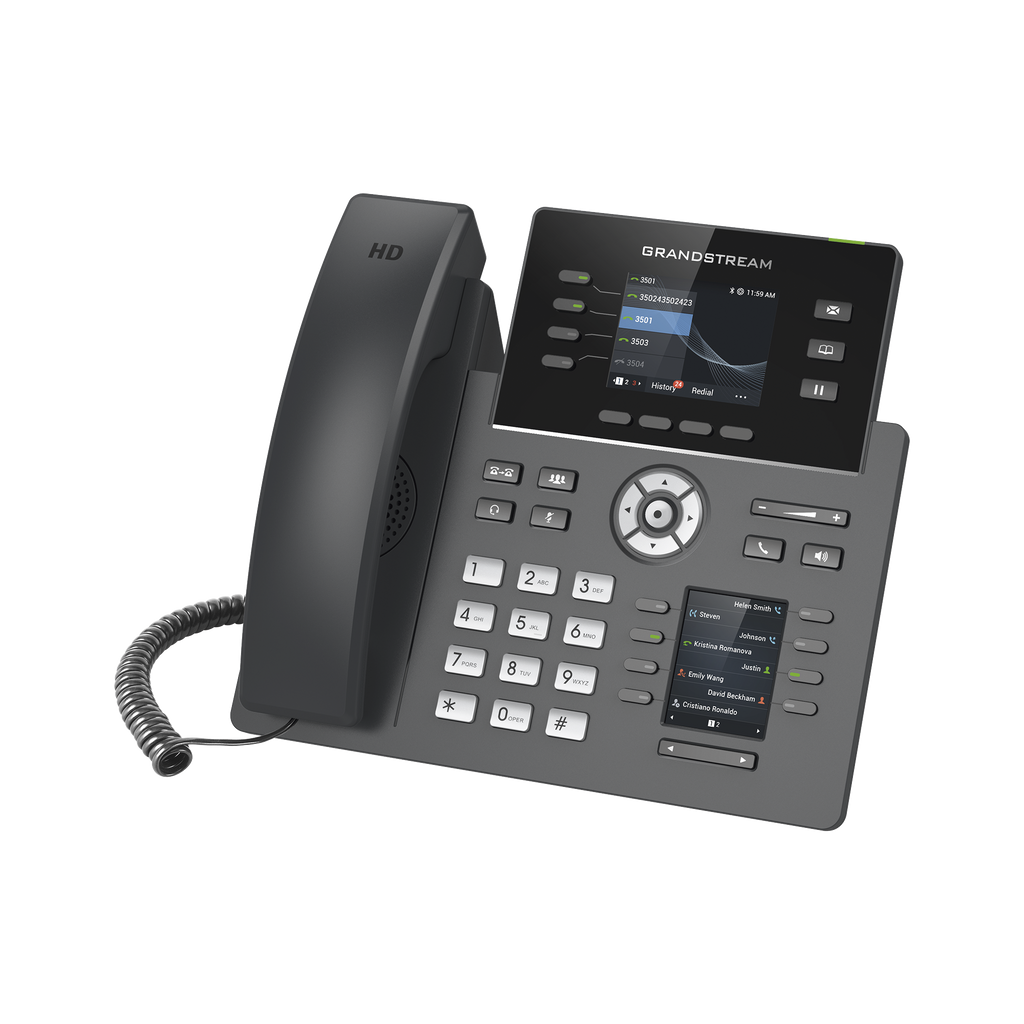 Teléfono IP Wi-Fi, Grado Operador, 4 líneas SIP con 4 cuentas, pantalla a color 2.8", puertos Gigabit, Bluetooth, PoE, codec Opus, IPV4/IPV6 con gestión en la nube GDMS - SILYMX