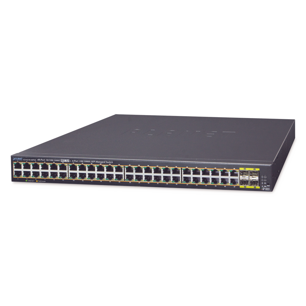 Switch Administrable de 48-Puertos 10/100/1000T 802.3at PoE + 4-Puertos 100/1000BASE-X SFP / 440W - SILYMX