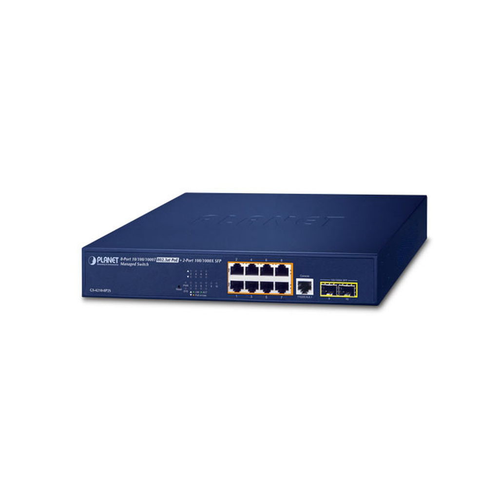 Switch Administrable Capa 2 de 8 Puertos PoE 802.3af/at Gigabit 140 W Max, 2 Puertos SFP, Modo Extendido Hasta 250 m - SILYMX