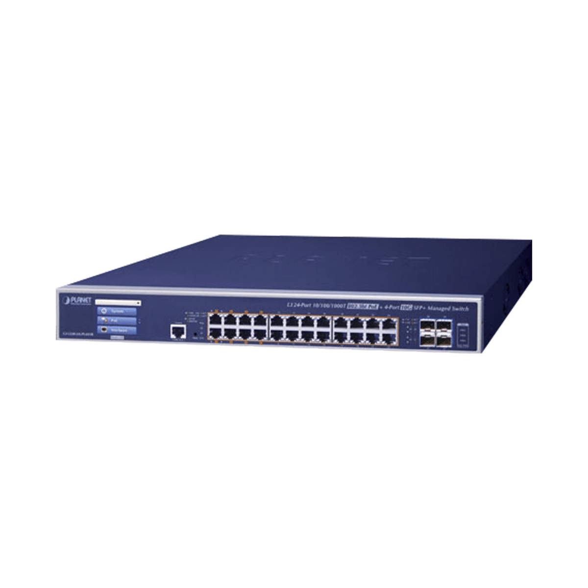 Switch Administrable Capa 2+, 24 Puertos Gigabit 802.3bt, Hasta 600 W, 4 Puertos 10 G SFP+, Con Pantalla Táctil para Configuración Básica - SILYMX