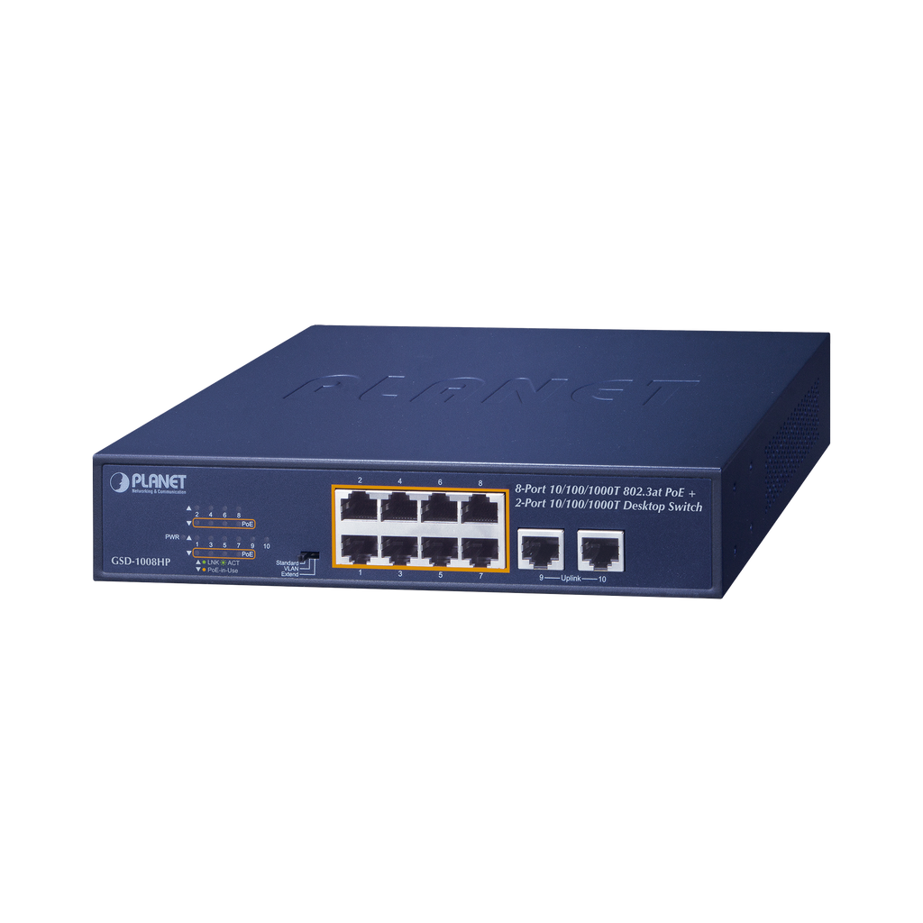 Switch No Administrable Poe De 8 Puertos 10/100/1000 Mbps Con Poe 802.3Af/At - SILYMX