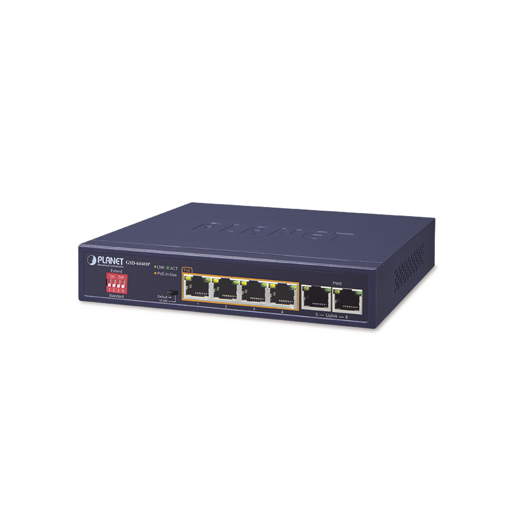 Switch No Administrable 4 Puertos 10/100/1000T 802.3at PoE + 2 Puertos 10/100/1000T de Uplink para Escritorio - SILYMX
