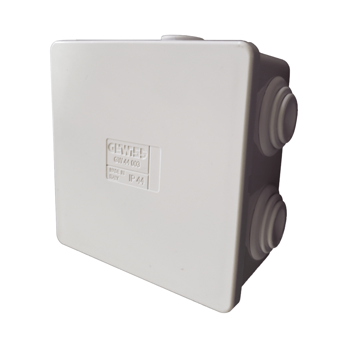 Caja de derivación de PVC Autoextinguible con 6 entradas, tapa a presión, 80x80x40 MM (Medidas internas, mayor área permisible para el cable, Para instalación al exterior (IP44) - SILYMX