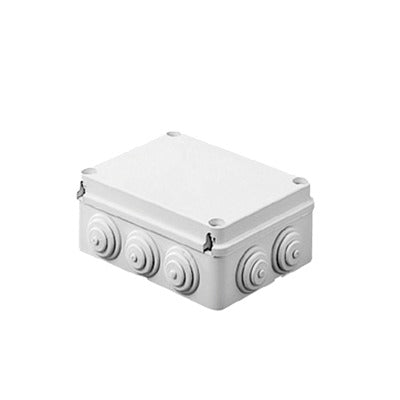 Caja de derivación de PVC Auto-extinguible con 6 entradas tapa atornillada 100x100x50 MM (Medidas internas) (IP55)