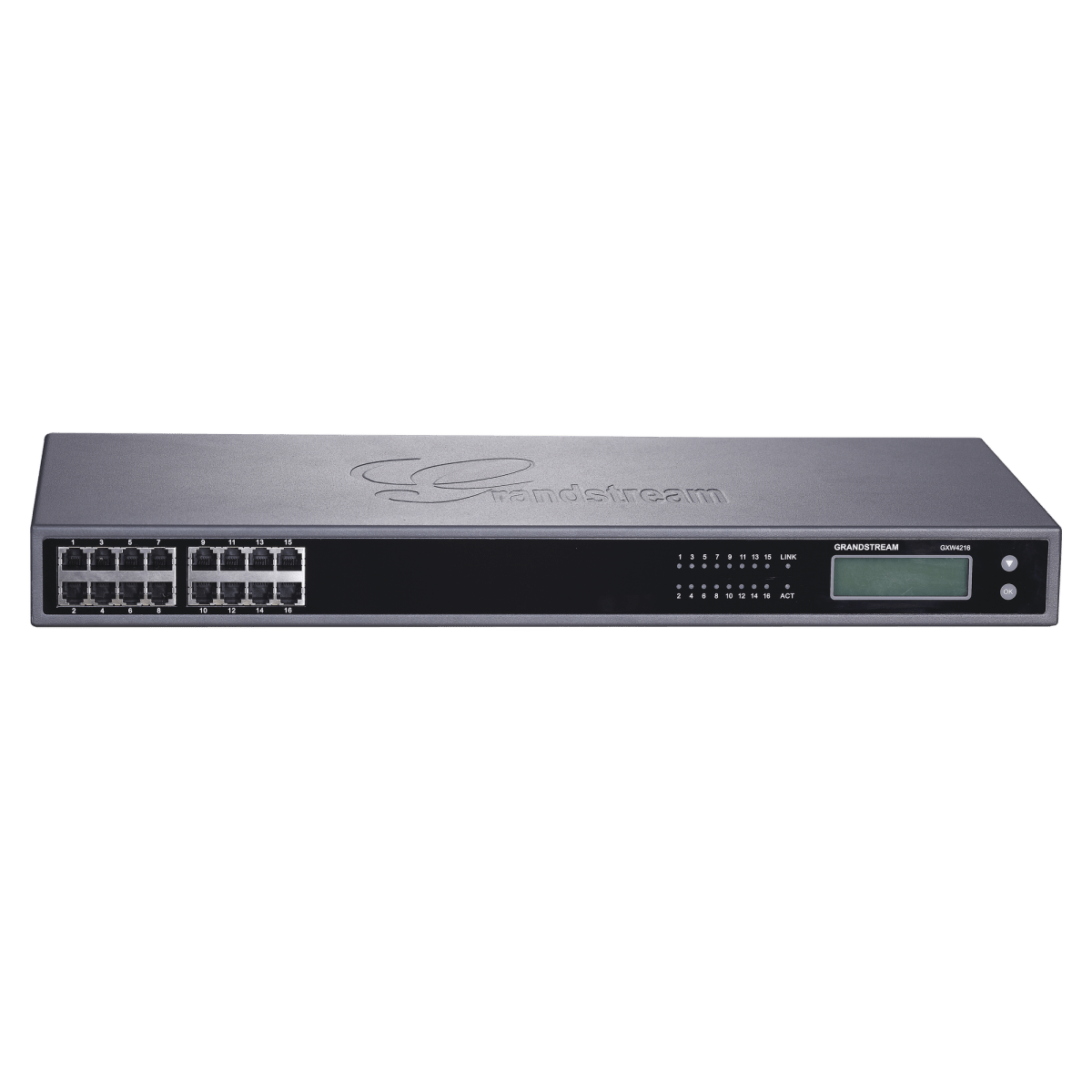 Gateway VoIP GrandStream ATA de 16 puertos FXS + 1 puerto TELCO de 50 pins, p/montaje en rack - SILYMX