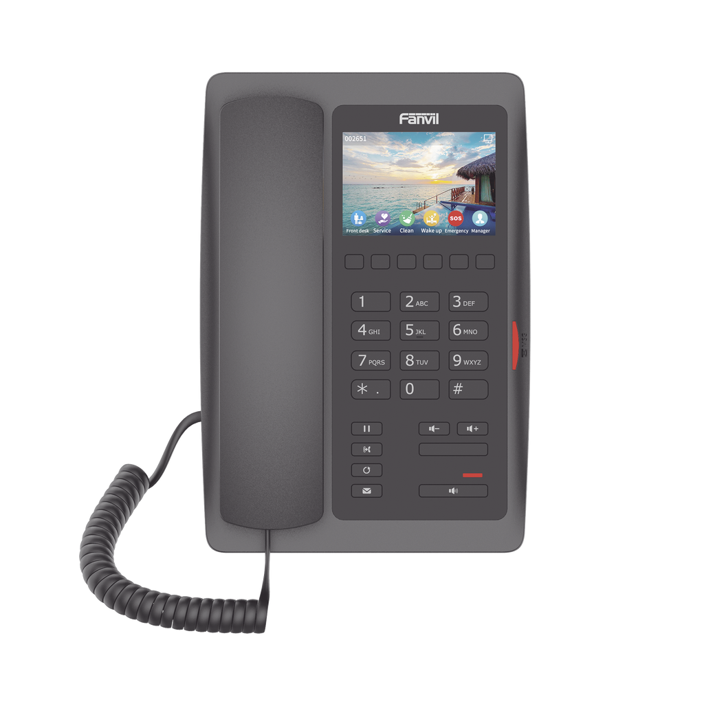 (H5W Color Negro)Teléfono IP WiFi para Hotelería, profesional de gama alta con pantalla LCD de 3.5 pulgadas a color, 6 teclas programables para servicio rápido (Hotline) PoE
