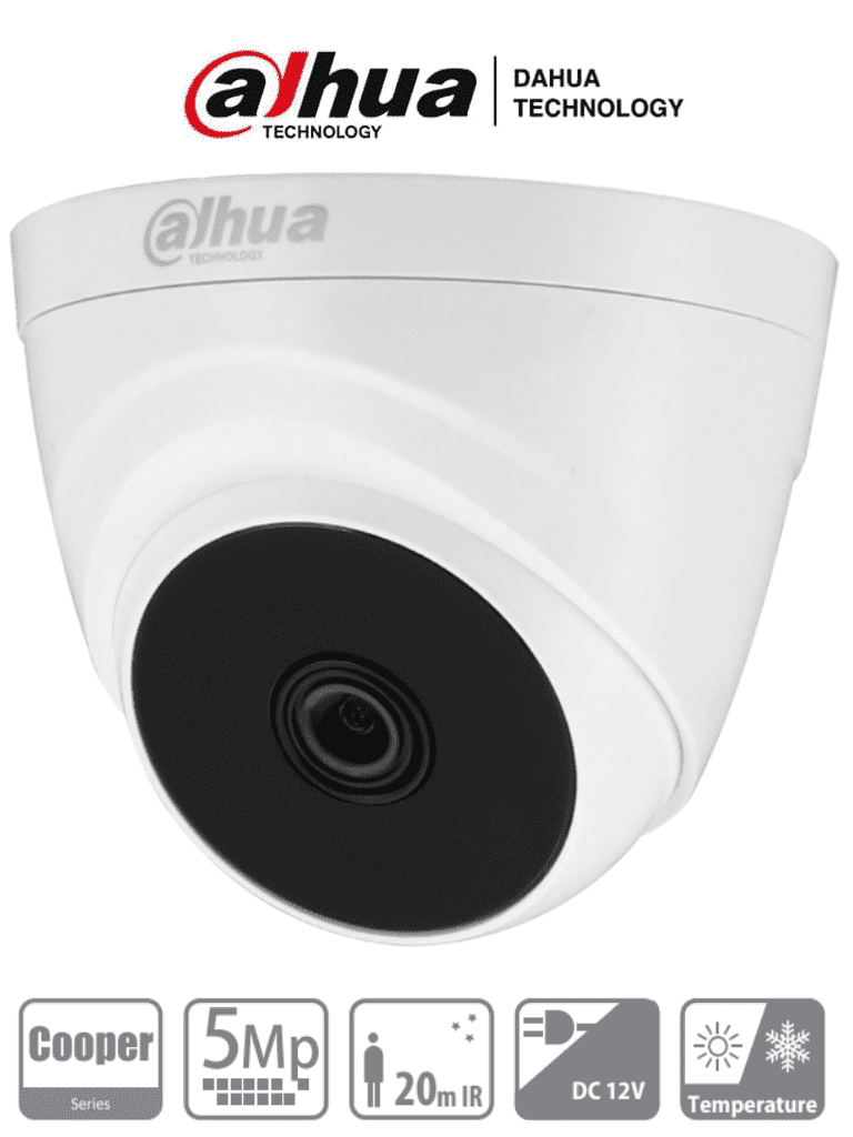 DAHUA T1A51-28 Cámara Domo de 5 Megapixeles/ Lente de 2.8mm/ 106 Grados de Apertura/ IR de 20 Mts/ Uso Interior/ Soporta HDCVI/AHD/TVI y CBVS/ - SILYMX