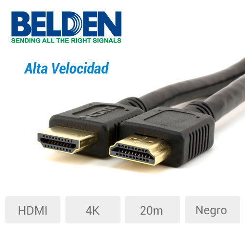 Cable Video Hdmi Belden Hde020mb Alta Velocidad 4k 20 Metros Negro