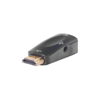 Adaptador (Convertidor) HDMI a VGA / HDMI Macho a VGA Hembra / Resolución 1920x1080 @ 60Hz / Adaptador de Audio de 3.5 mm / Chapado en Níquel - SILYMX