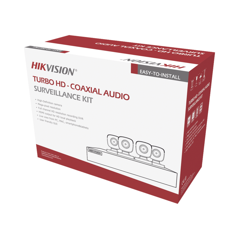KIT TURBOHD 5 Megapixel / DVR 4 Canales / 4 Cámaras Bala con Micrófono Integrado (exterior 2.8 mm) / Fuente de Poder / Accesorios de Instalación - SILYMX