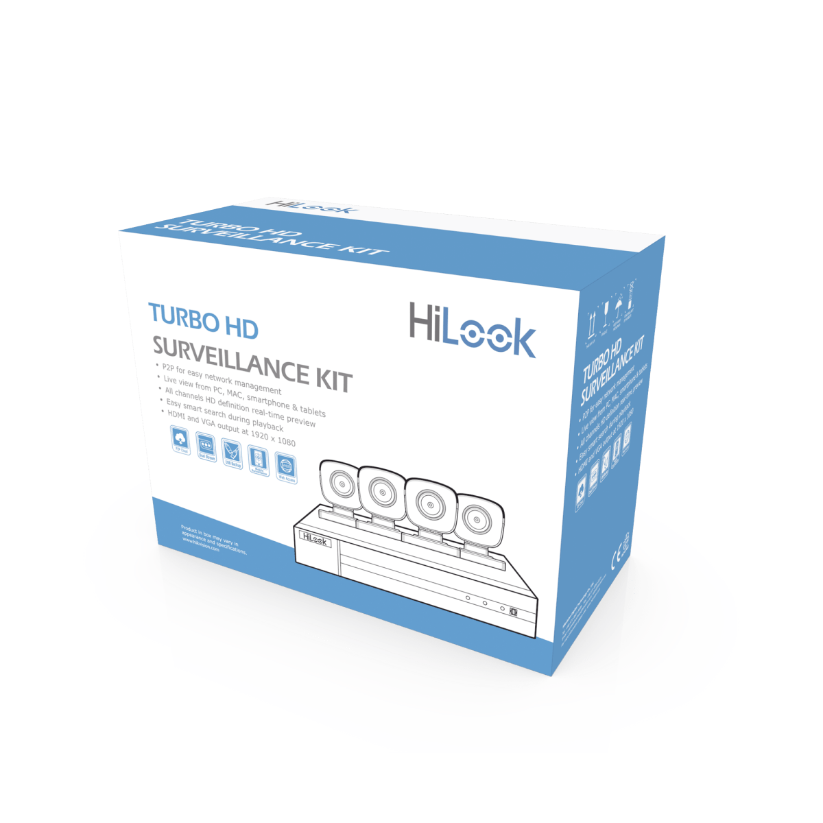 KIT TurboHD 1080p / H.265+/ DVR 4 canales / 4 Cámaras Bala de Metal / Fuente de Poder / Accesorios de Instalación - SILYMX