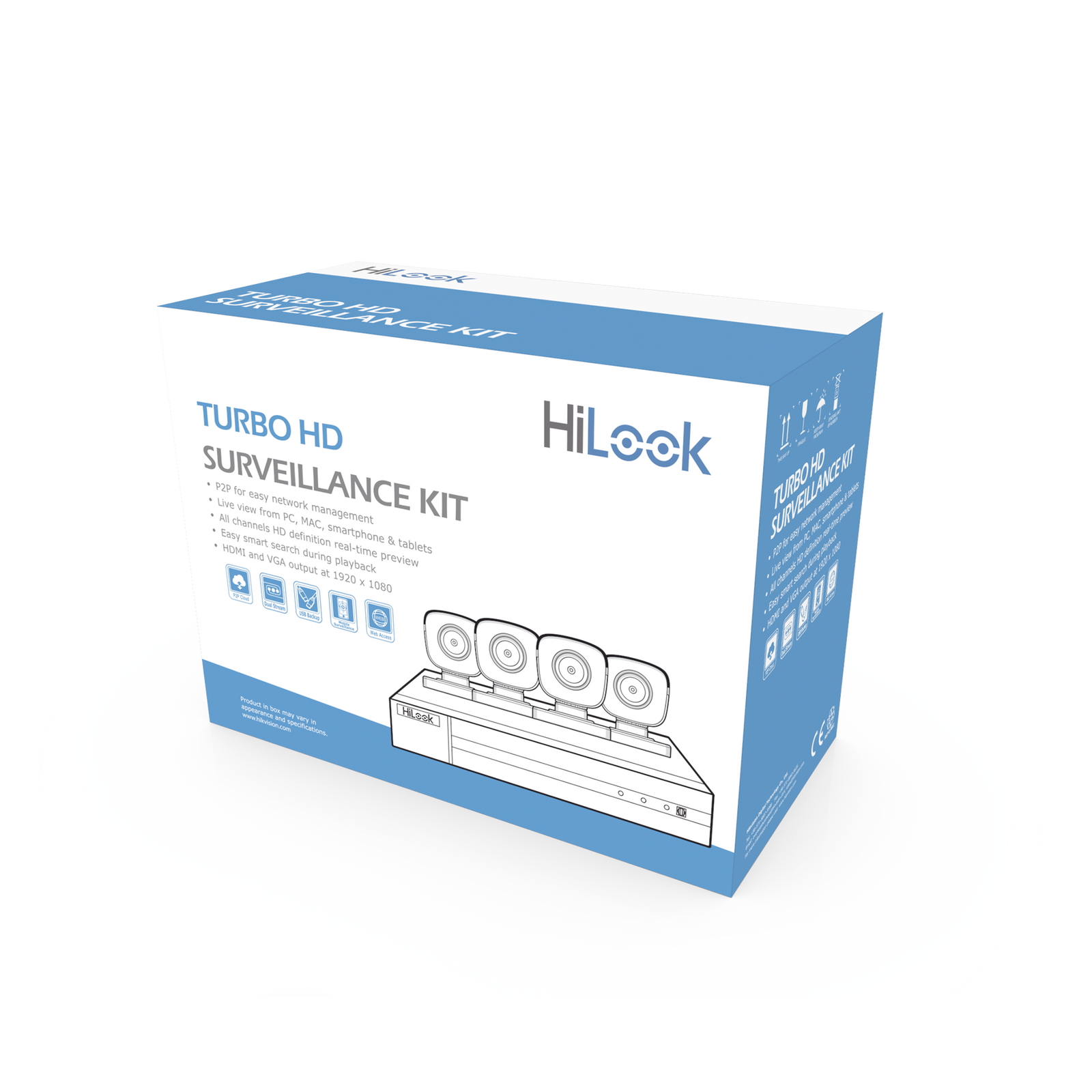 KIT de 4 Cámaras TurboHD 1080p / DVR 8 canales con H.265+ / 4 Cámaras Bala Metálicas / Fuente de Poder / Accesorios de Instalación HL28LQKITS-M(B) - SILYMX