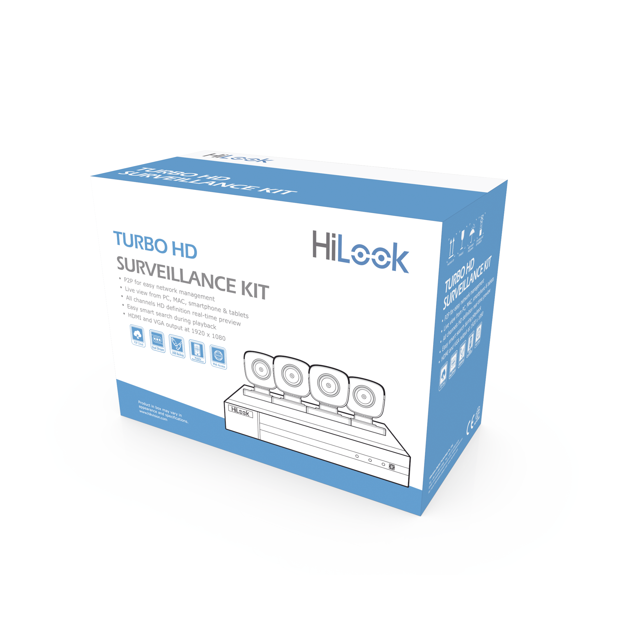 KIT de 4 Cámaras TurboHD 1080p / DVR 8 canales con H.265+ / 4 Cámaras Bala Metálicas / Fuente de Poder / Accesorios de Instalación HL28LQKITS-M(B) - SILYMX