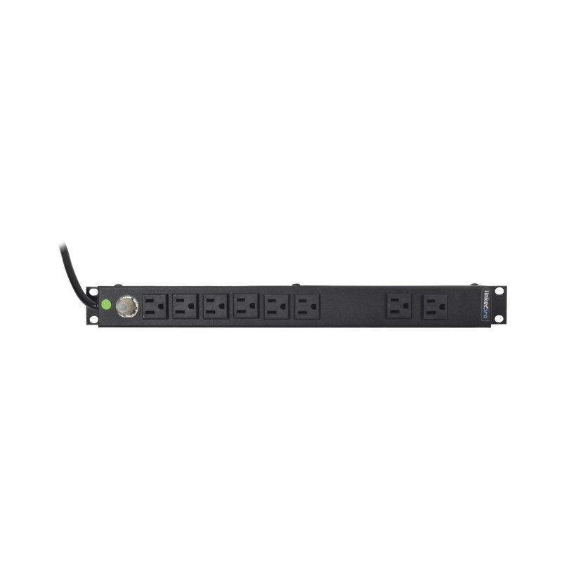 Tomacorriente Horizontal (PDU) de 8 Contactos (NEMA 5-15R) Rack 19" 1UR. Voltaje Entrada/Salida: 120Vca/15A - SILYMX
