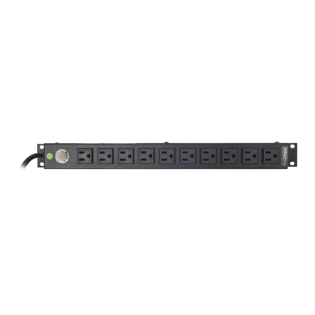 Tomacorriente Horizontal (PDU) de 10 Contactos (NEMA 5-15R) Rack 19" 1UR. Voltaje Entrada/Salida: 120Vca/15A - SILYMX