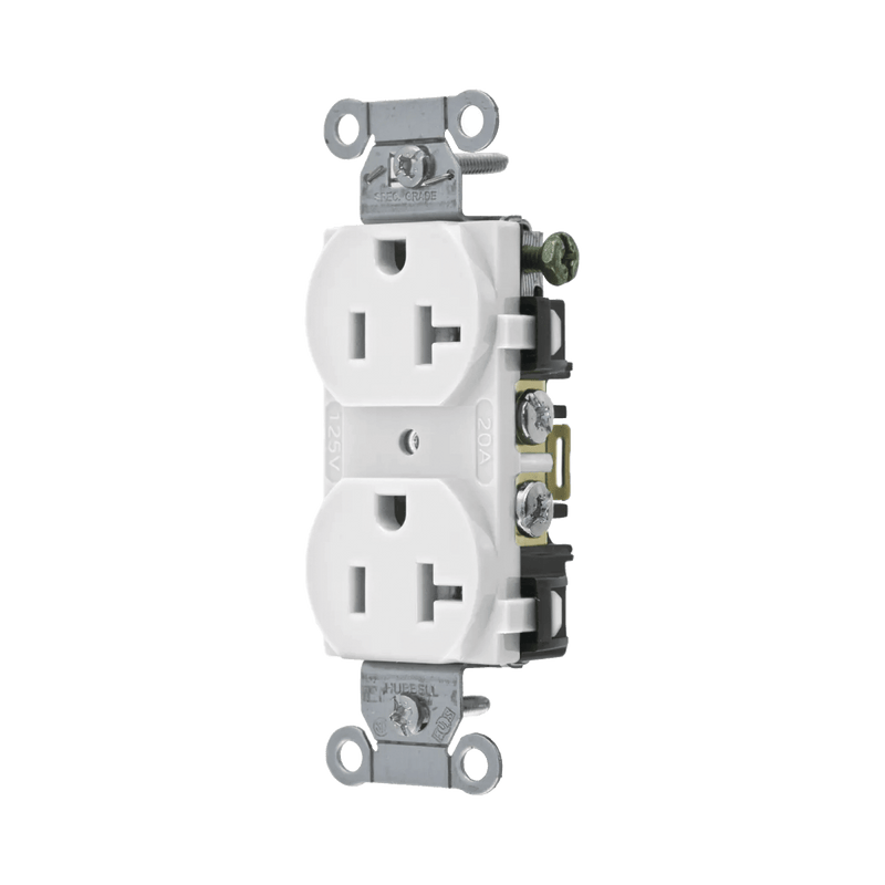 Contacto Dúplex 20 A, 125 V, 2 Polos, 3 Hilos, Cableado Posterior y Lateral, Color Blanco (Nema 5-20R). - SILYMX