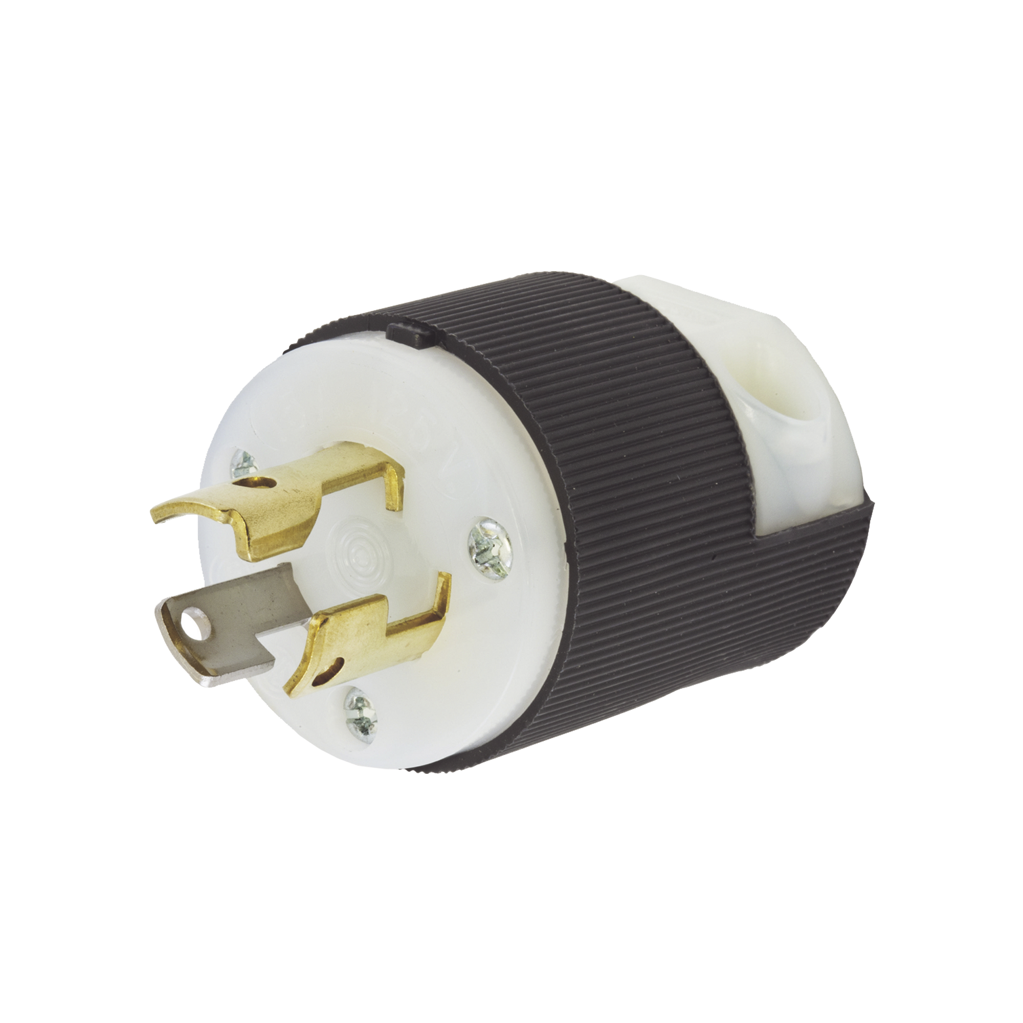 Clavija de Media Vuelta, 15 A 125 V CA 2 Polos 3 Hilos , Color Blanco y Negro, (Nema L5-15P). - SILYMX