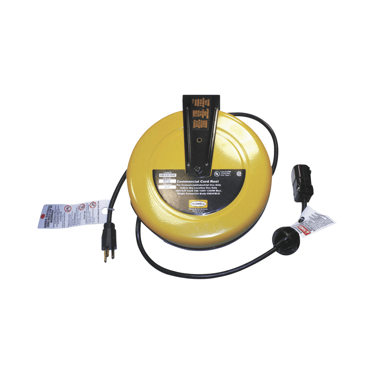 Carrete de Cable comercial (16/3 rudo), para 125 V CA, 10 A, 7.6 m de longitud con conector HBL5969VBLK. - SILYMX