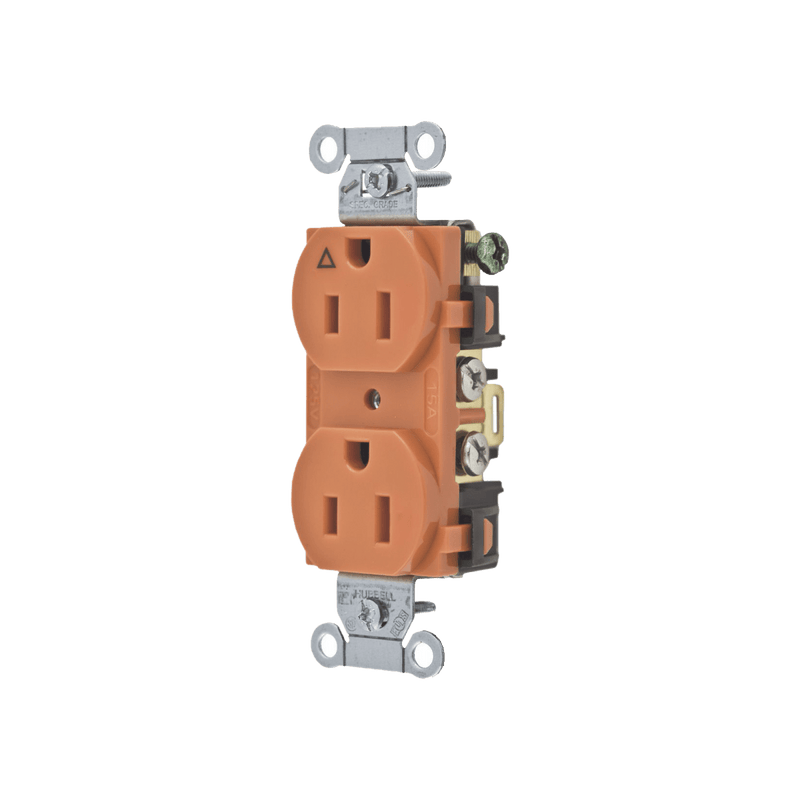 Contacto Dúplex 15A, 125V, 2 polos, 3 Hilos, Color naranja (Nema 5-15R). Grado Comercial. - SILYMX