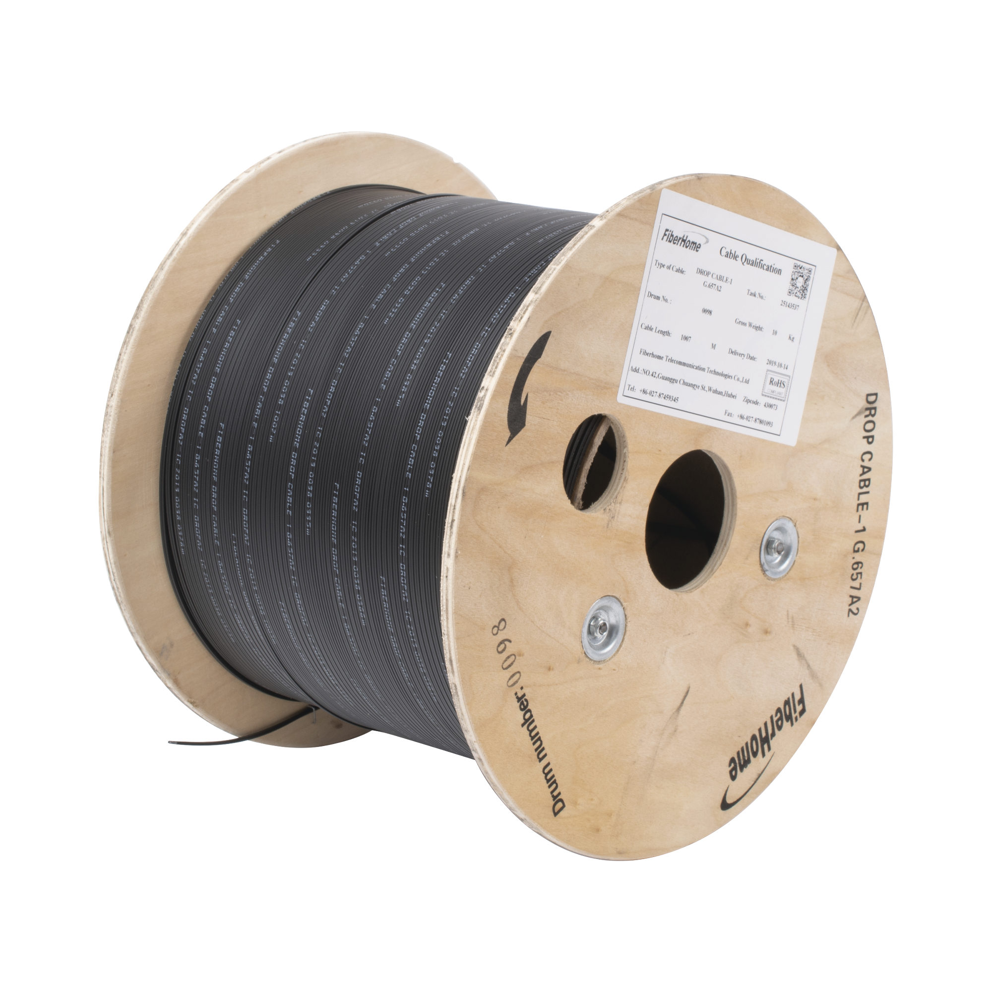 Carrete de 1 km de Fibra Óptica Drop, Interior/Exterior G.657A2 Monomodo de 1 hilo (unifibra), Dieléctrica, Forro Negro - SILYMX