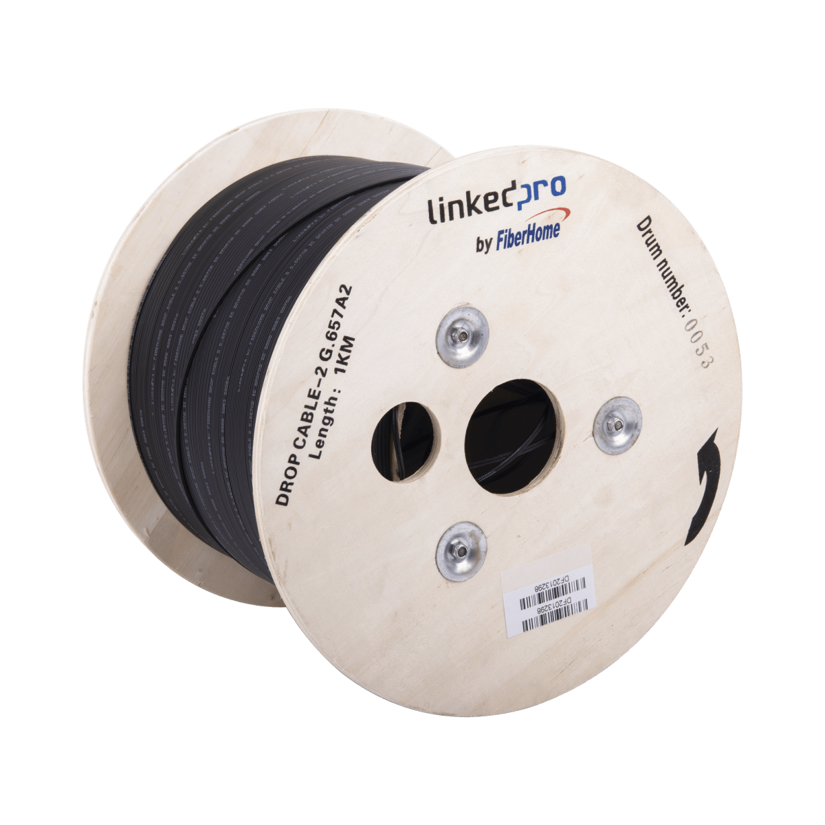 Carrete de 1 km de Fibra Óptica Drop, Interior/Exterior G.657A2 Monomodo de 2 hilos (bifibra), Dieléctrica, Forro Negro - SILYMX