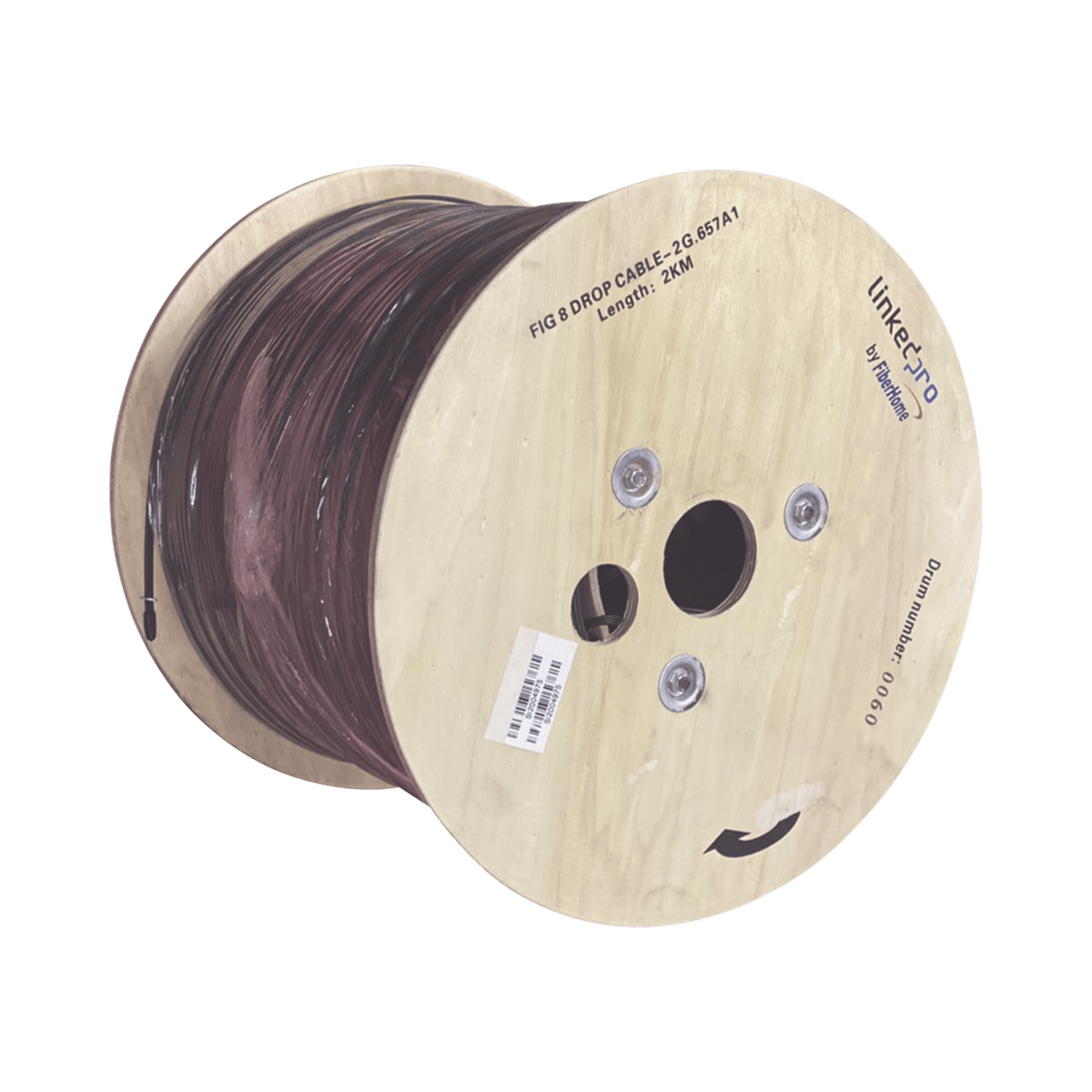 Carrete de 2 km de Fibra Óptica Aérea Mini Figura 8 G.657A1 tipo Drop, Monomodo de 2 Hilos (bifibra), Color Negro - SILYMX