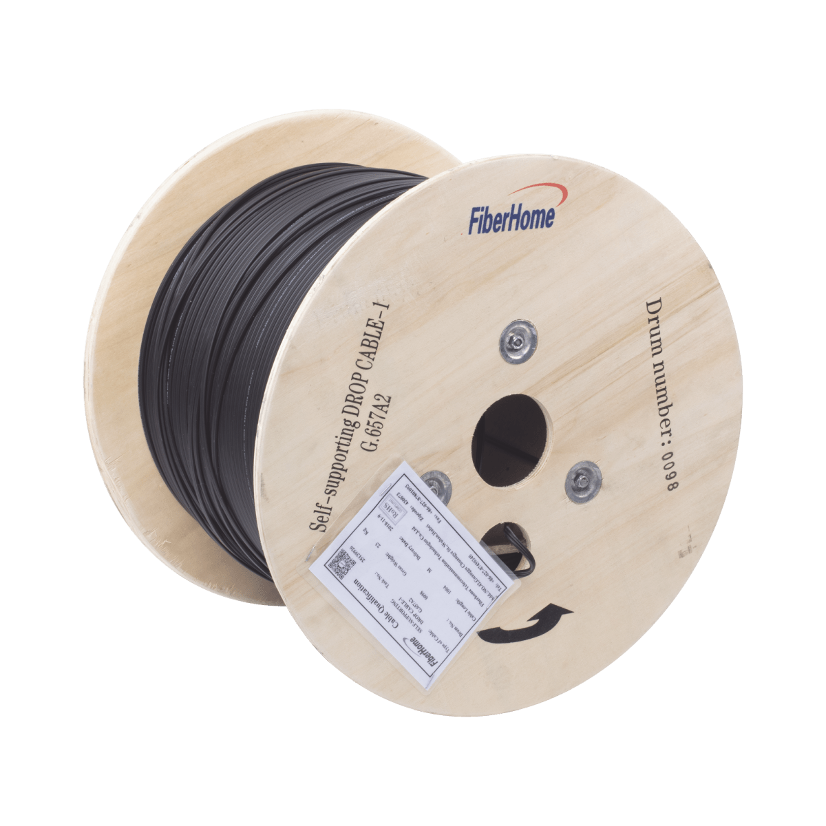 Carrete de 1 km de Fibra Óptica Aérea Mini Figura 8 G.657A2 tipo Drop, Monomodo de 1 Hilo (unifibra), Color Negro - SILYMX