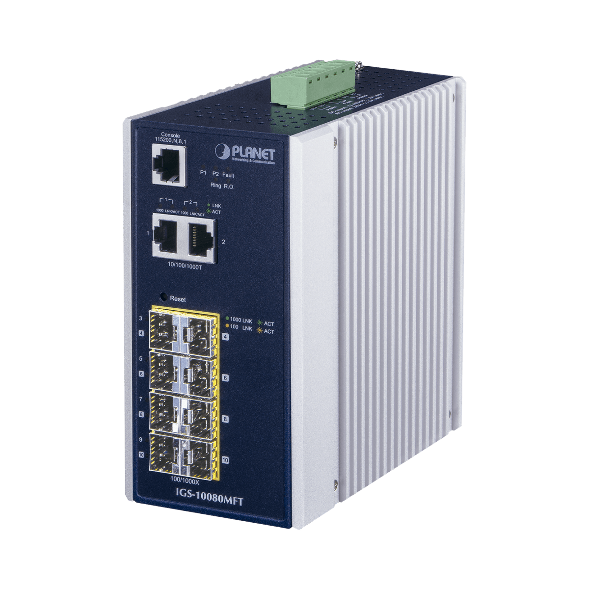 Switch Industrial Administrable L2+, 8 Puertos 1G SFP, 2 Puertos TP Gigabit, (-40 ~75 grados C) - SILYMX