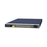 Switch PoE Industrial Capa 3, Con 24 Puertos PoE Gigabit 802.3af/at, 4 Puertos SFP Compartidos 100 / 1000X, Soporta temperaturas extremas de -40 ~ 75°C - SILYMX