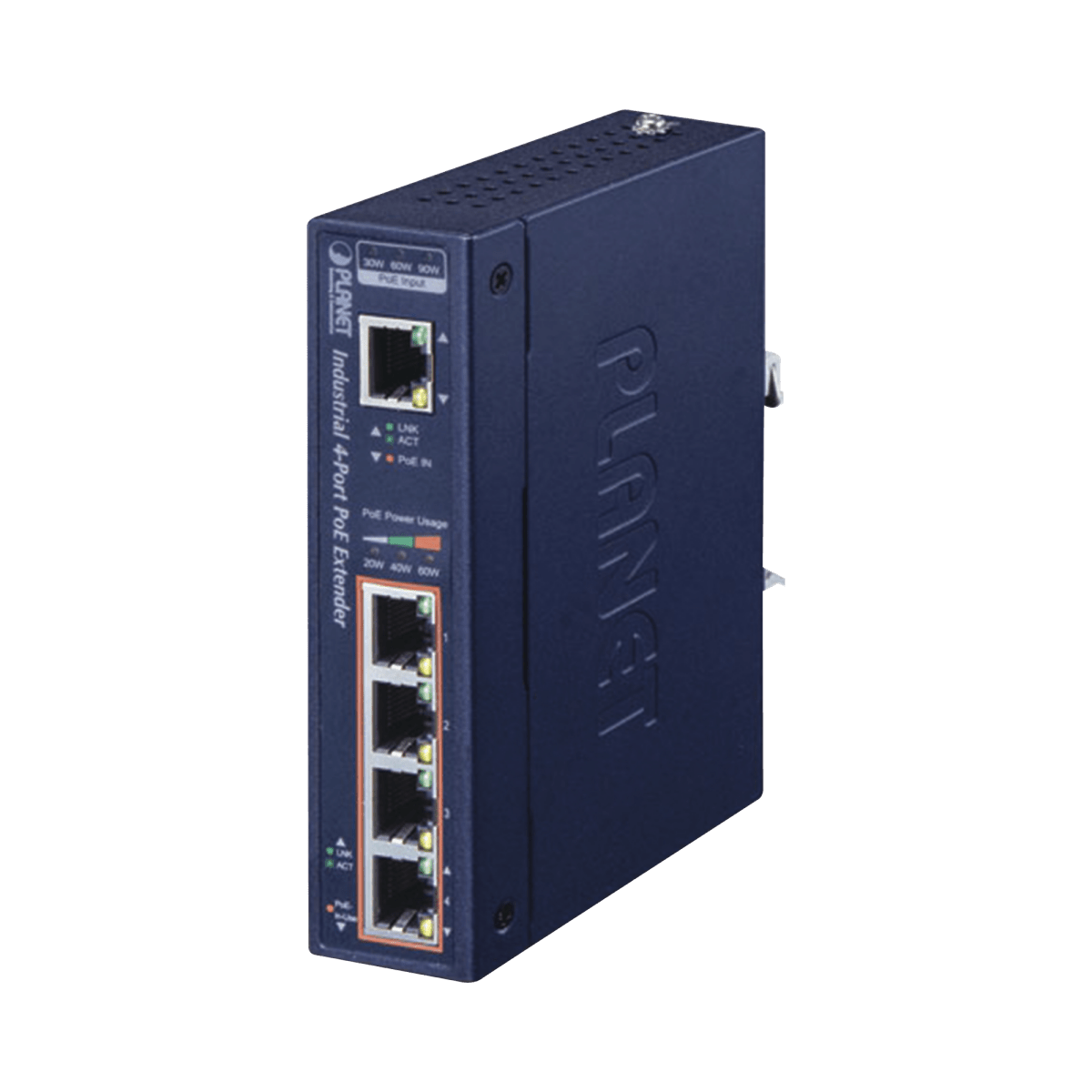 Extensor Industrial , Entrada PoE 802.3 bt y 4 Puertos de Salida Gigabit 802.3 af/at - SILYMX