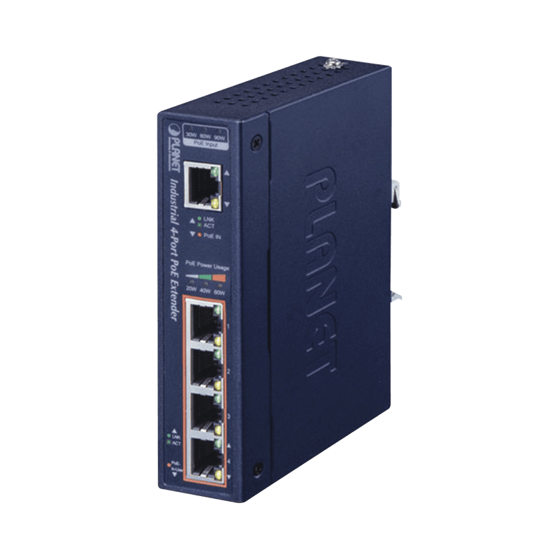Extensor Industrial , Entrada PoE 802.3 bt y 4 Puertos de Salida Gigabit 802.3 af/at - SILYMX