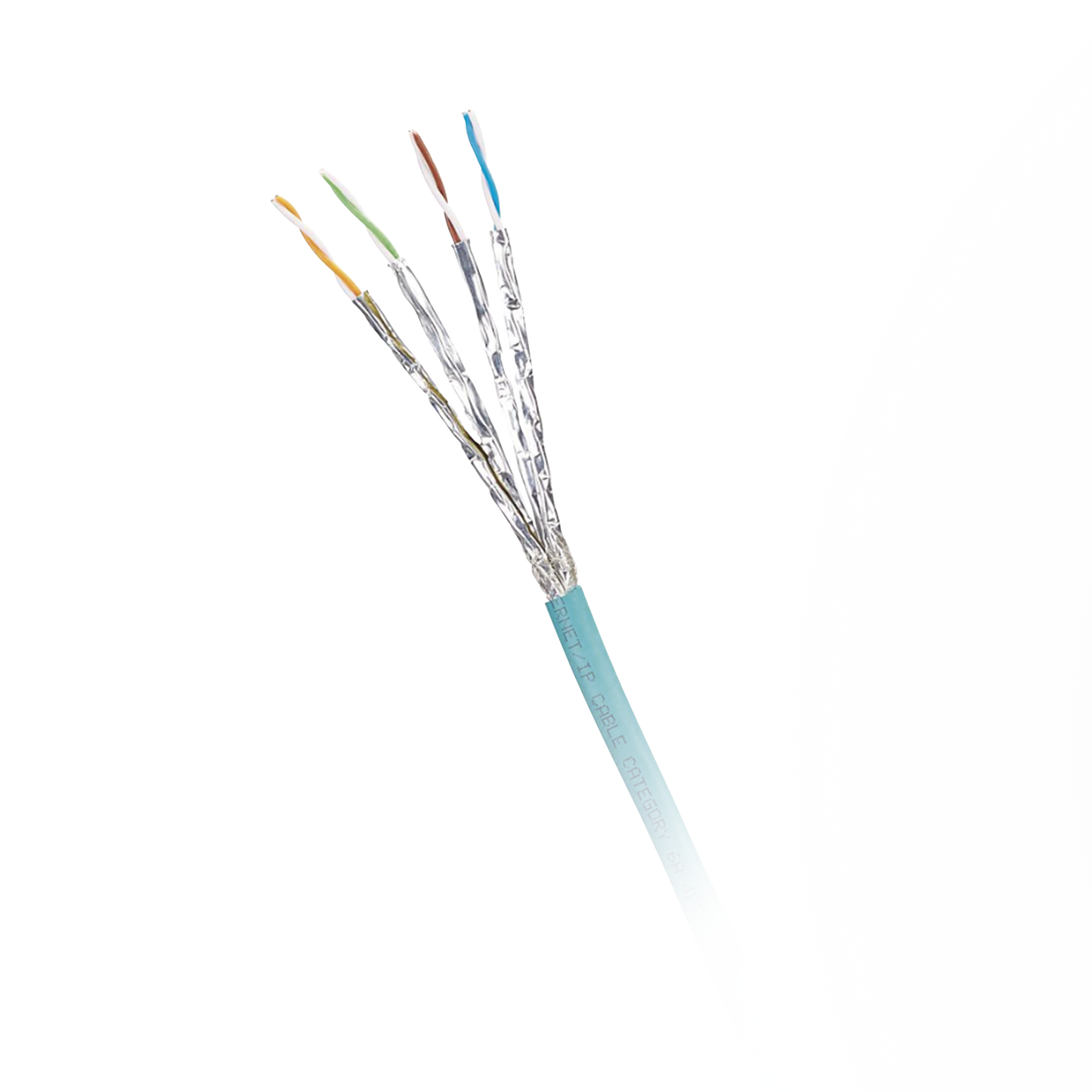 Bobina de Cable Blindado S/FTP Categoría 6A Uso Industrial con Resistencia al Aceite Rayos UV y Abrasión Multifilar (Flexible) Color Azul Cerceta 500m - SILYMX