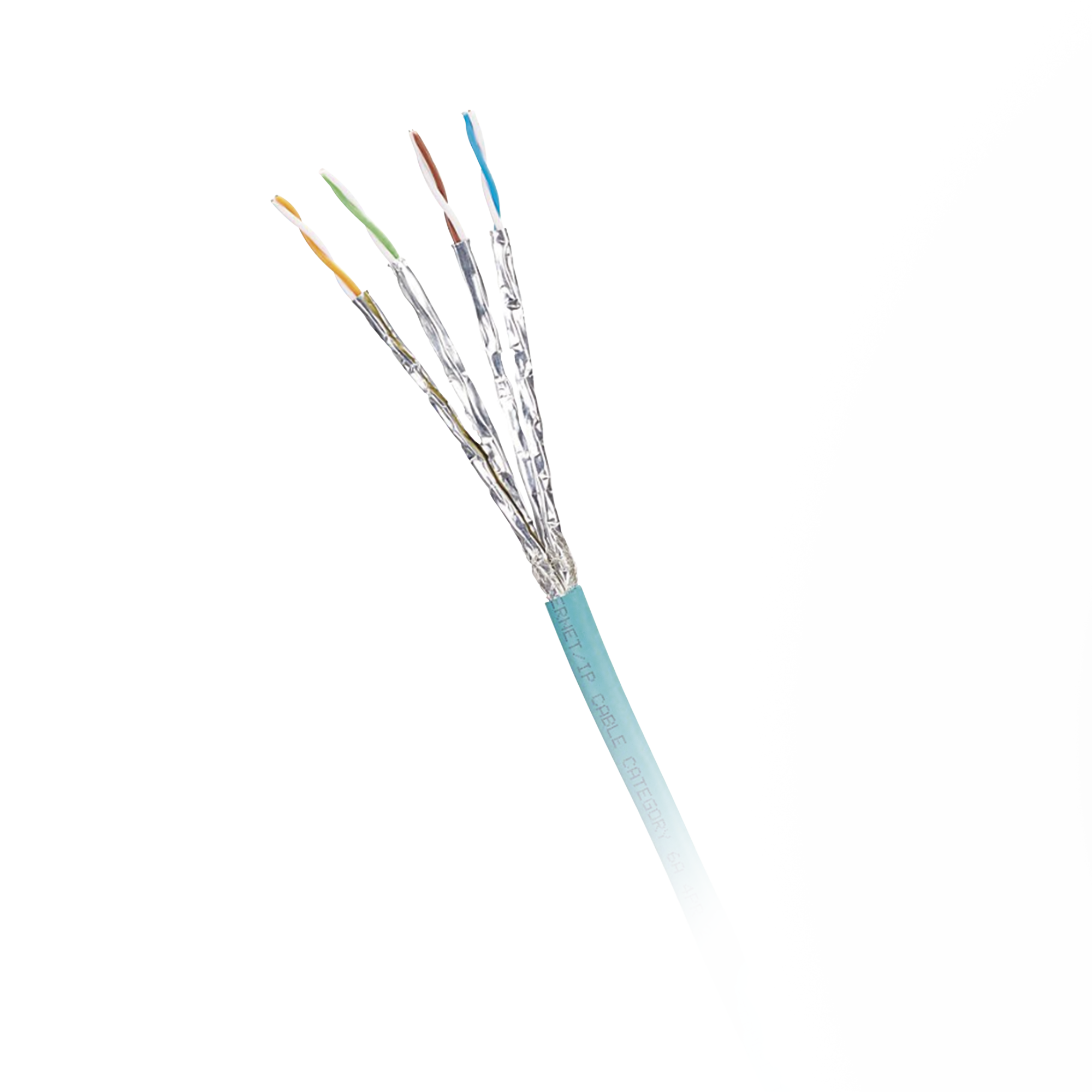 Bobina de Cable Blindado S/FTP Categoría 6A Uso Industrial con Resistencia al Aceite Rayos UV y Abrasión Multifilar (Flexible) Color Azul Cerceta 500m - SILYMX